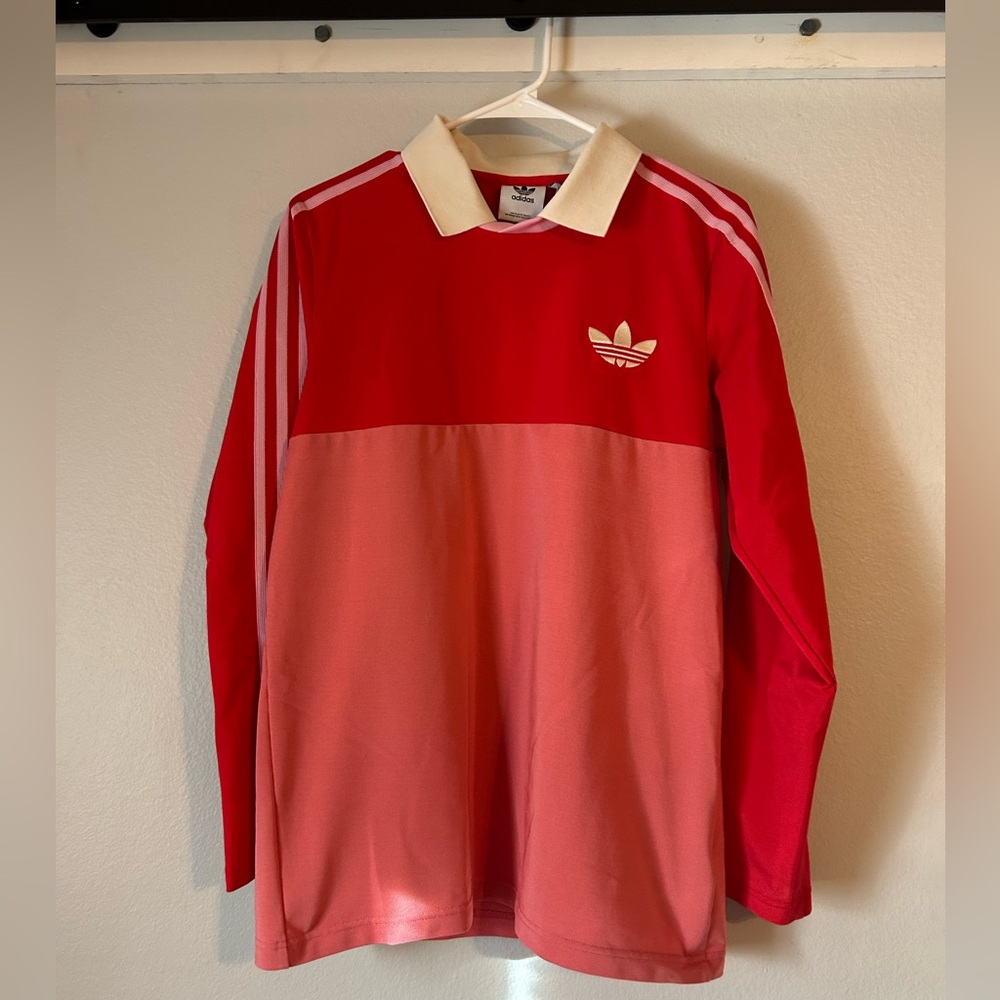 ADIDAS ORIGINALS ADICOLOR 70'S LONG SLEEVED POLO SHIRT RED BNWT
